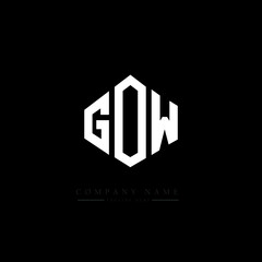 GOW letter logo design with polygon shape. GOW polygon logo monogram. GOW cube logo design. GOW hexagon vector logo template white and black colors. GOW monogram, GOW business and real estate logo. 