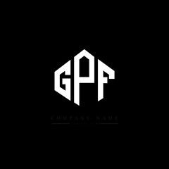 GPF letter logo design with polygon shape. GPF polygon logo monogram. GPF cube logo design. GPF hexagon vector logo template white and black colors. GPF monogram, GPF business and real estate logo. 