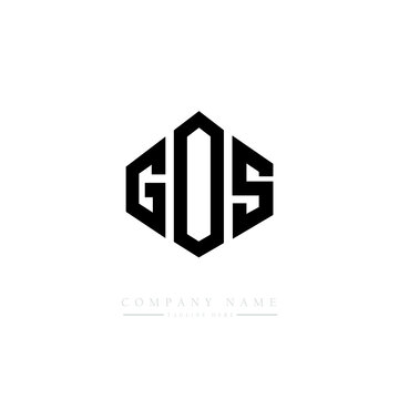 GOS letter logo design with polygon shape. GOS polygon logo monogram. GOS cube logo design. GOS hexagon vector logo template white and black colors. GOS monogram, GOS business and real estate logo. 