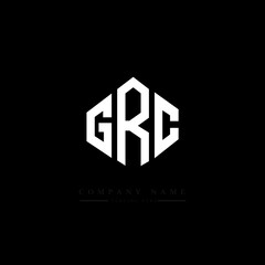 GRC letter logo design with polygon shape. GRC polygon logo monogram. GRC cube logo design. GRC hexagon vector logo template white and black colors. GRC monogram, GRC business and real estate logo. 