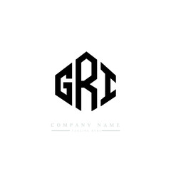 GRI letter logo design with polygon shape. GRI polygon logo monogram. GRI cube logo design. GRI hexagon vector logo template white and black colors. GRI monogram, GRI business and real estate logo. 