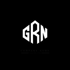 GRN letter logo design with polygon shape. GRN polygon logo monogram. GRN cube logo design. GRN hexagon vector logo template white and black colors. GRN monogram, GRN business and real estate logo. 