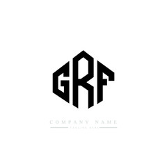 GRF letter logo design with polygon shape. GRF polygon logo monogram. GRF cube logo design. GRF hexagon vector logo template white and black colors. GRF monogram, GRF business and real estate logo. 