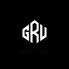 GRU letter logo design with polygon shape. GRU polygon logo monogram. GRU cube logo design. GRU hexagon vector logo template white and black colors. GRU monogram, GRU business and real estate logo. 