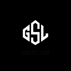 GSL letter logo design with polygon shape. GSL polygon logo monogram. GSL cube logo design. GSL hexagon vector logo template white and black colors. GSL monogram, GSL business and real estate logo. 