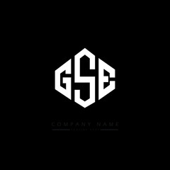GSE letter logo design with polygon shape. GSE polygon logo monogram. GSE cube logo design. GSE hexagon vector logo template white and black colors. GSE monogram, GSE business and real estate logo. 