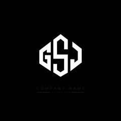 GSJ letter logo design with polygon shape. GSJ polygon logo monogram. GSJ cube logo design. GSJ hexagon vector logo template white and black colors. GSJ monogram, GSJ business and real estate logo. 