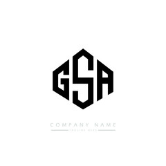 GSA letter logo design with polygon shape. GSA polygon logo monogram. GSA cube logo design. GSA hexagon vector logo template white and black colors. GSA monogram, GSA business and real estate logo. 