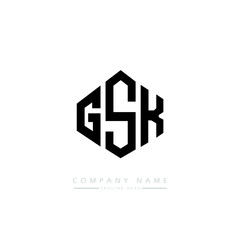 GSK letter logo design with polygon shape. GSK polygon logo monogram. GSK cube logo design. GSK hexagon vector logo template white and black colors. GSK monogram, GSK business and real estate logo. 
