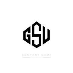 GSU letter logo design with polygon shape. GSU polygon logo monogram. GSU cube logo design. GSU hexagon vector logo template white and black colors. GSU monogram, GSU business and real estate logo. 