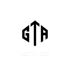GTA letter logo design with polygon shape. GTA polygon logo monogram. GTA cube logo design. GTA hexagon vector logo template white and black colors. GTA monogram, GTA business and real estate logo 