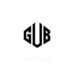 GUB letter logo design with polygon shape. GUB polygon logo monogram. GUB cube logo design. GUB hexagon vector logo template white and black colors. GUB monogram, GUB business and real estate logo. 