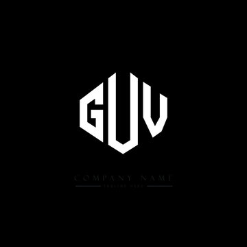 GUV letter logo design with polygon shape. GUV polygon logo monogram. GUV cube logo design. GUV hexagon vector logo template white and black colors. GUV monogram, GUV business and real estate logo. 