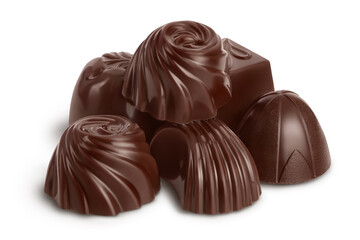 Chocolate candy isolated on white background with clipping path and full depth of field