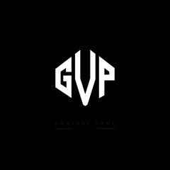 Obraz premium GVP letter logo design with polygon shape. GVP polygon logo monogram. GVP cube logo design. GVP hexagon vector logo template white and black colors. GVP monogram, GVP business and real estate logo. 