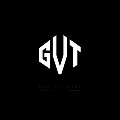 Obraz premium GVT letter logo design with polygon shape. GVT polygon logo monogram. GVT cube logo design. GVT hexagon vector logo template white and black colors. GVT monogram, GVT business and real estate logo. 