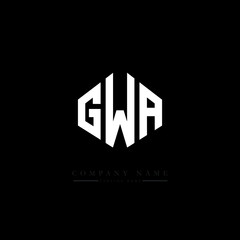 GWA letter logo design with polygon shape. GWA polygon logo monogram. GWA cube logo design. GWA hexagon vector logo template white and black colors. GWA monogram, GWA business and real estate logo. 