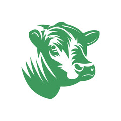 head angus bull logo, silhouette of green and strong bull vector illustrations - obrazy, fototapety, plakaty