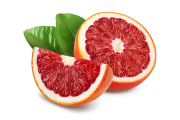 Blood red oranges isolated on white background with clipping path and full depth of field