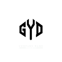 GYD letter logo design with polygon shape. GYD polygon logo monogram. GYD cube logo design. GYD hexagon vector logo template white and black colors. GYD monogram, GYD business and real estate logo. 