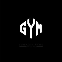 GYM letter logo design with polygon shape. GYM polygon logo monogram. GYM cube logo design. GYM hexagon vector logo template white and black colors. GYM monogram, GYM business and real estate logo. 