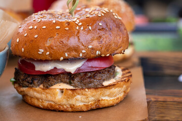 hamburger on a plate