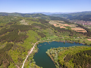 Fototapeta na wymiar Aerial view of Topolnitsa Reservoir, Bulgaria