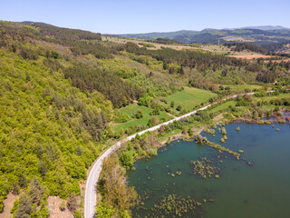 Fototapeta na wymiar Aerial view of Topolnitsa Reservoir, Bulgaria