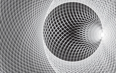 Abstract grunge background. Silver spheres with spiral mesh
