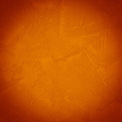 Dark grunge abstract orange color colored painted watercolor stone concrete paper texture background square, with dark vignette, top view