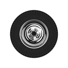 Isolated realistic drawing of a vintage racing car wheel