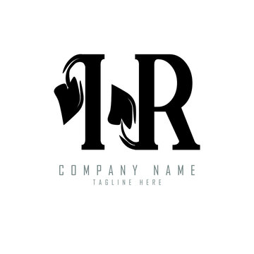 IR letter logo design. IR letter with leaf shape. IR Creative two letter logo. Two letters IR leaf logo. IR logo monogram with leaf nature organic shape. 