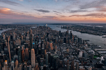 Fototapeta na wymiar An Aerial View of Midtown and Lower Manhattan in New York City