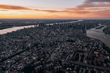 An Aerial View of East Village and East River in New York City