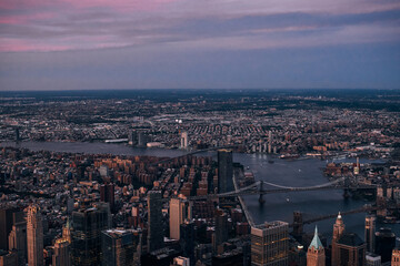 An Aerial View of Lower Manhattan and East River in New York City