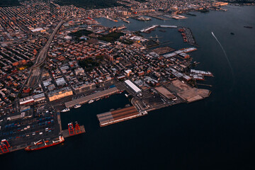 An Aerial View of Redhook Brooklyn in New York City - obrazy, fototapety, plakaty