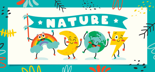 Cute Cartoon Weather Characters Posing