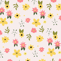 Abstract hand draw floral pattern background. Vector.