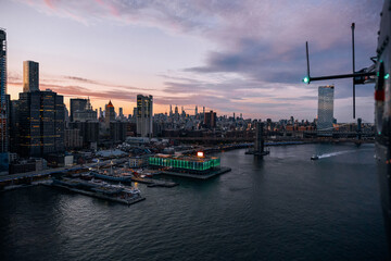 Fototapeta na wymiar An Aerial View of East River and Lower Manhattan in New York City