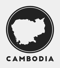 Cambodia icon. Round logo with country map and title. Stylish Cambodia badge with map. Vector illustration.