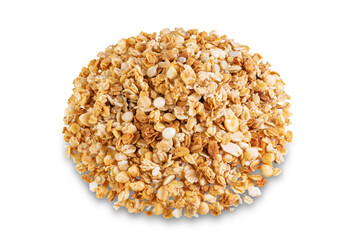 Nuts oatmeal granola on a white isolated background
