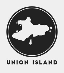Union Island icon. Round logo with island map and title. Stylish Union Island badge with map. Vector illustration.