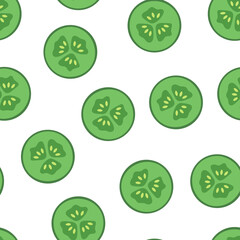 seamless pattern with slices of cucumber, healthy food