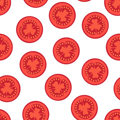 seamless pattern with slices of tomatoes, healthy food