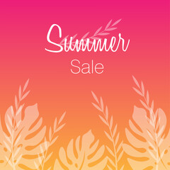 Vector Trendy Hot Summer Sale Banner. Season Holiday Time Wallpaper. Happy Modern Fashionable Styling Lettering.