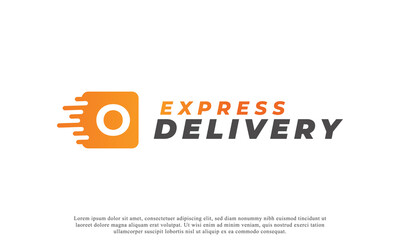 Creative Initial Letter O Logo. Orange Shape O Letter with Fast Shipping Delivery Truck Icon. Usable for Business and Branding Logos. Flat Vector Logo Design Ideas Template Element