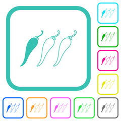 Mild chili pepper level vivid colored flat icons