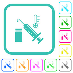 Vaccine storage temperature vivid colored flat icons