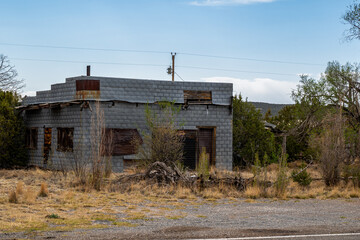 Old abandoned creepy building near Claunch, New Mexico, a ghost town
