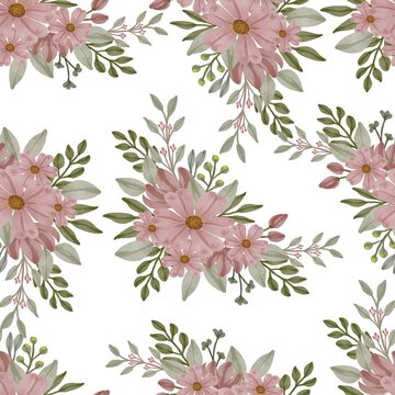 seamless pattern of dusty pink flower bouquet for fabric and background
